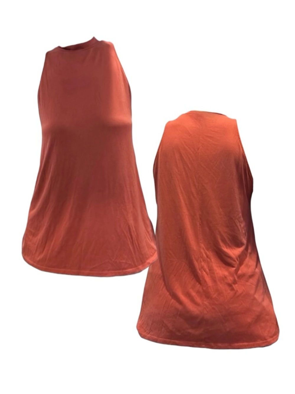 Sleeveless Flowy High-Neck Rust Tank Top
